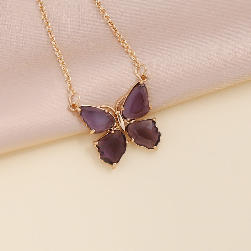Wholesale Multicolor Zircon Butterfly Necklace